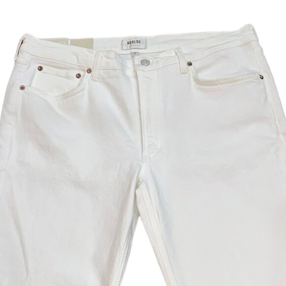 AGOLDE KYE Mid Rise‎ Straight Crop Low Stretch White Denim Jeans Size 33 NWT - Picture 2 of 10